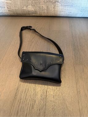Frye Black Studded Leather Belt Bag